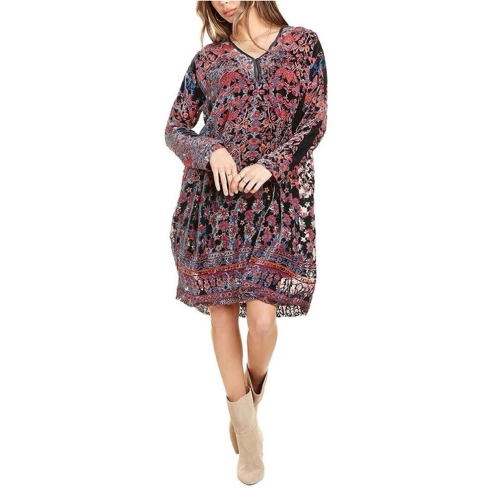 Johnny Was Pete & Greta Betimo Burnout Tunic Top Dress Velvet Boho Artsy Size XS